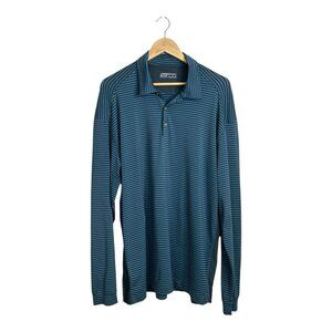 Nike Fit Dry Golf Men's Green Striped Pullover Polo Size Large Outdoor Preppy